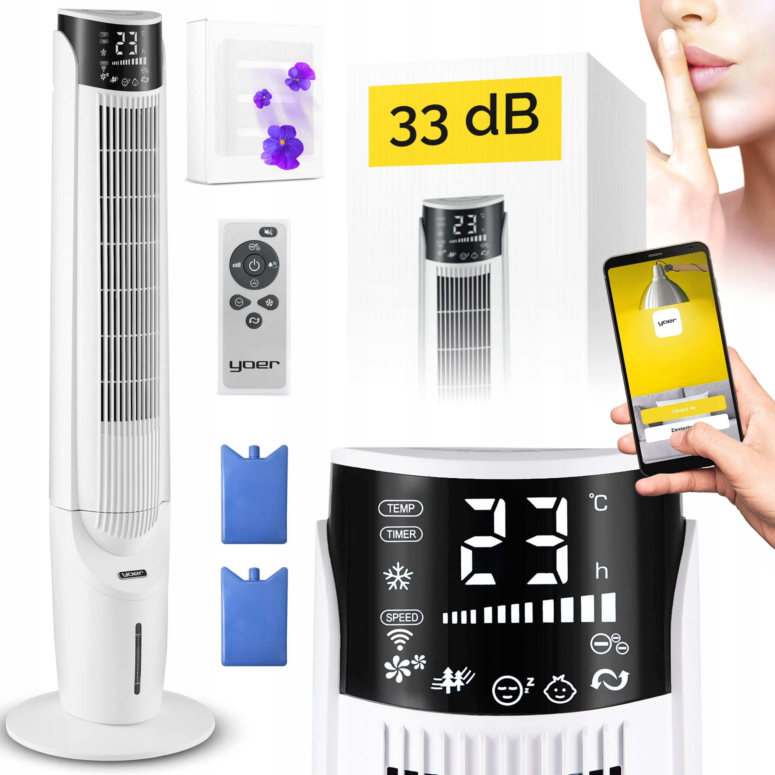 Water air conditioner Yoer Cascado 6in1 WiFi 60W ionization portable aromatherapy