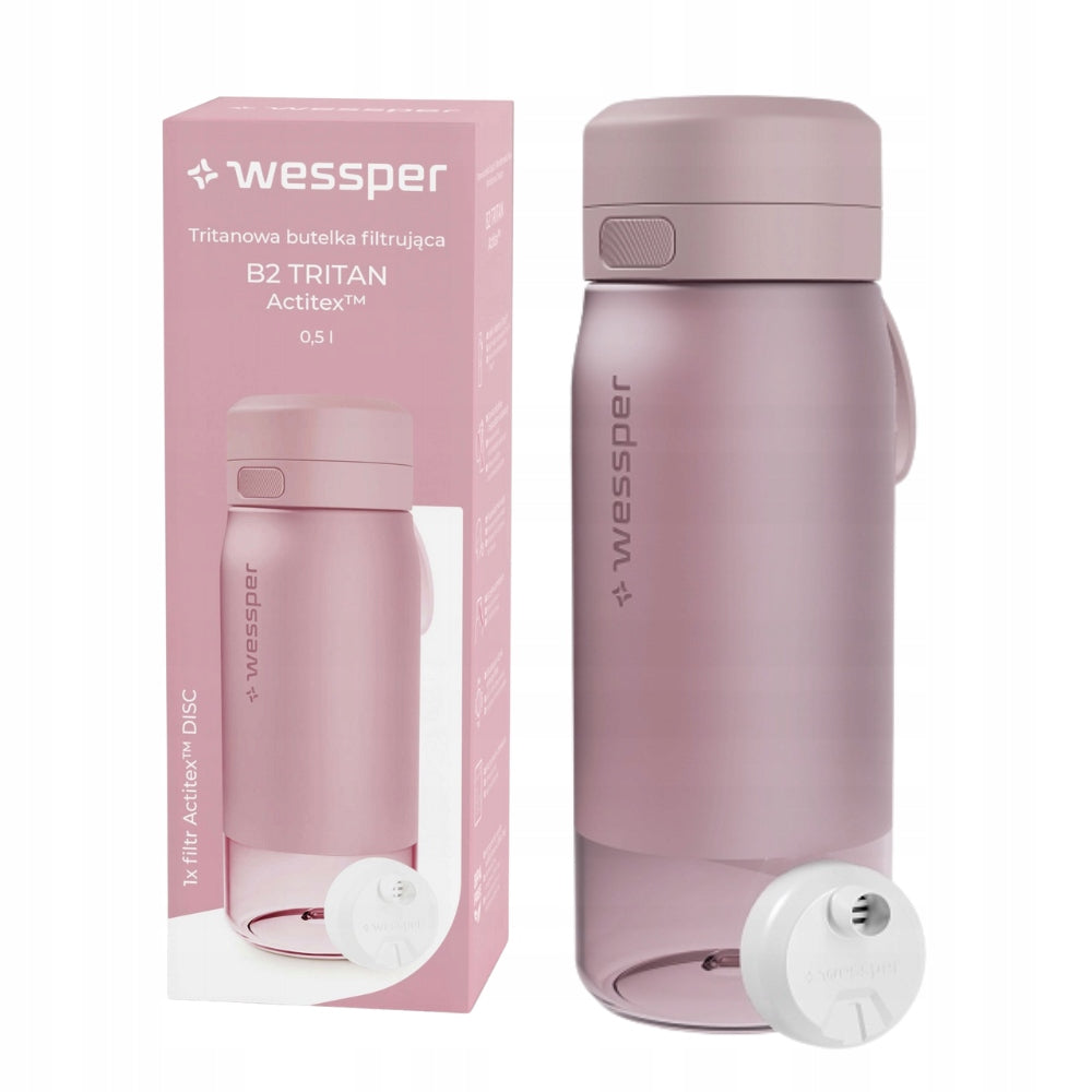 Water bottle with filter B2 TRITAN 0,5l Wessper - Pink