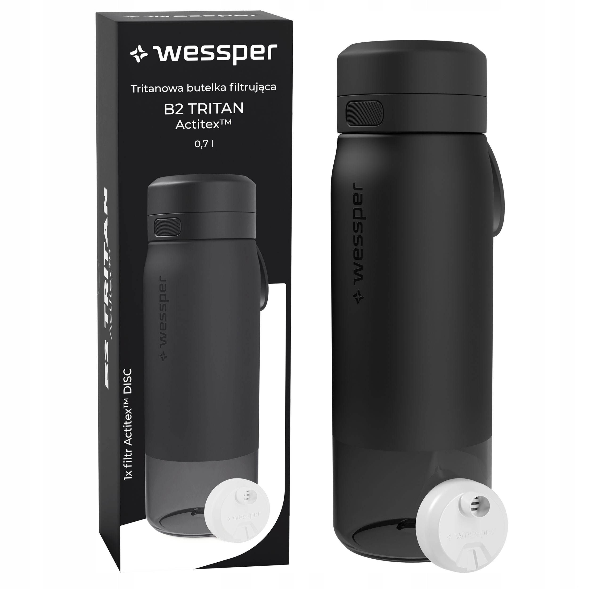 Water bottle with filter TRITAN BPA FREE WESSPER B2 700ml