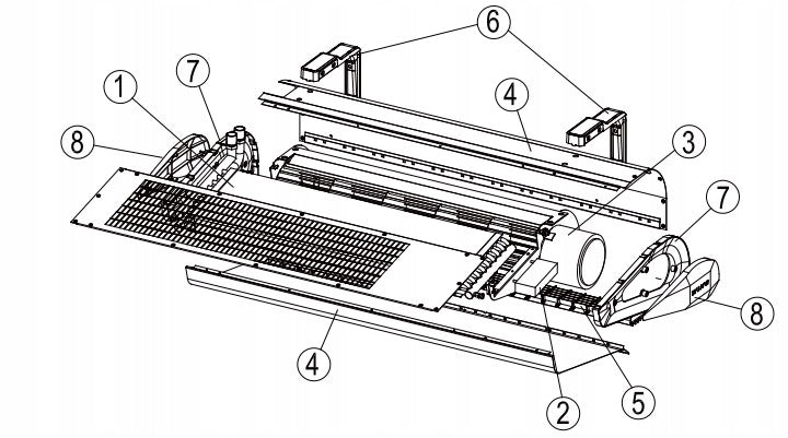 Water curtain VTS Wing W100 EC DARK RAL7016 + mounting brackets Manufacturer code 1-4-2801-0308