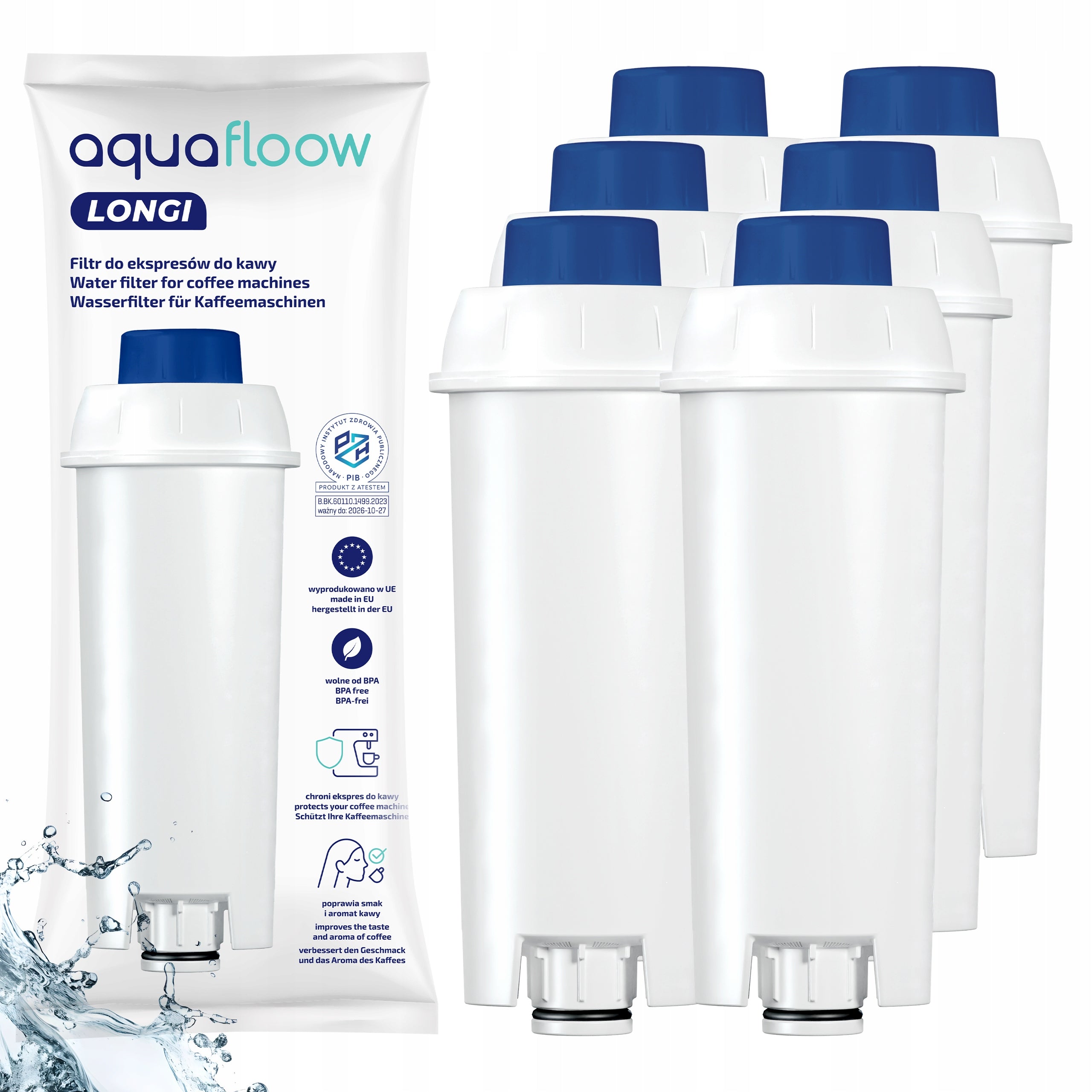 Water filter AquaFloow Longi for Delonghi Magnifica machine 6 pieces