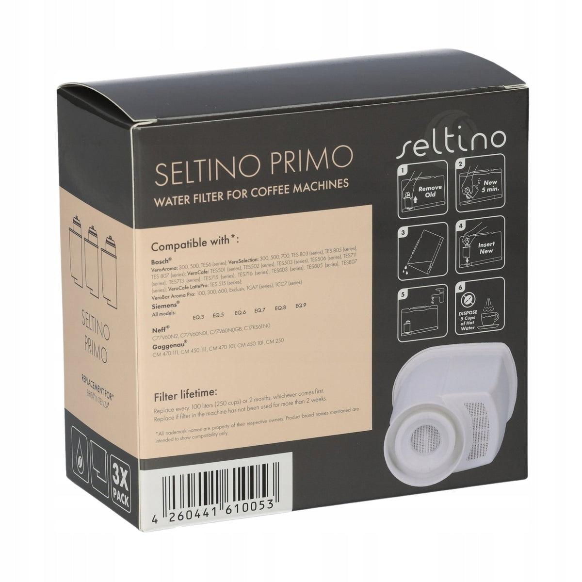 Water filter Seltino Primo replacement for Bosch Siemens TZ70003 set of 3 Brand Seltino