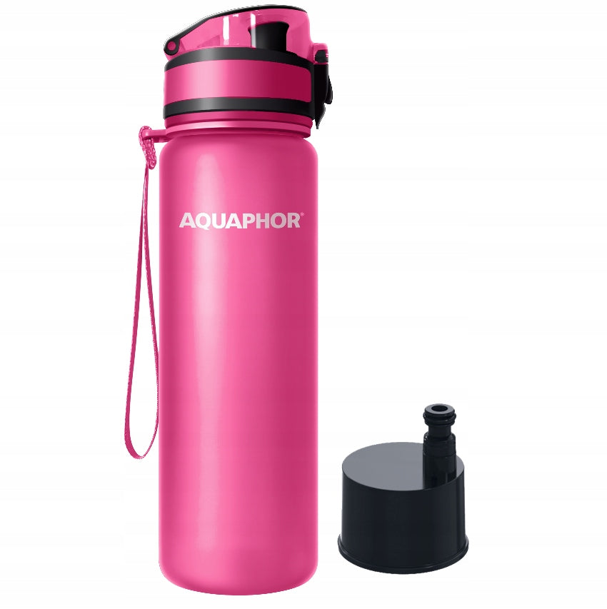 Water filter bottle AQUAPHOR CITY 0,5 L pink + silicone toothbrush Packaging status original