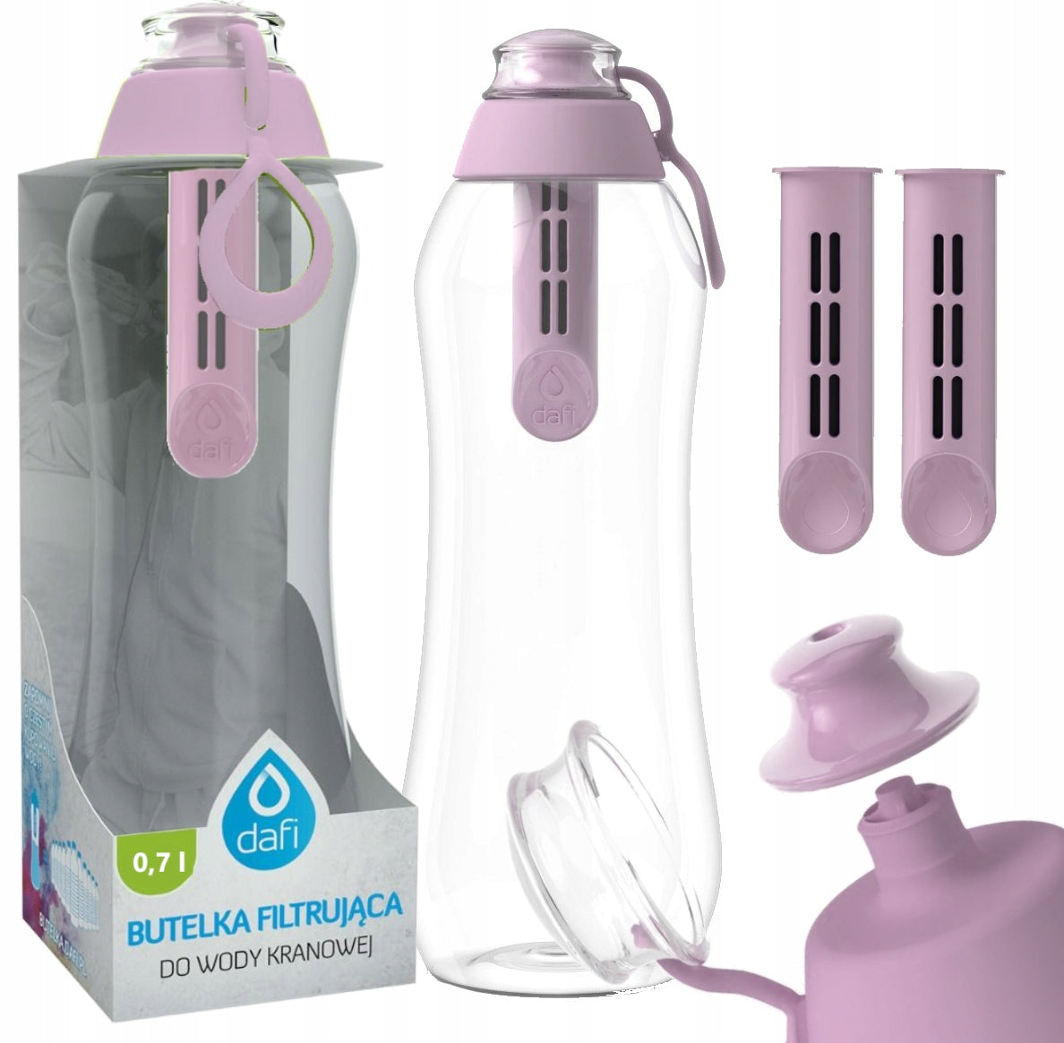 Water filter bottle water bottle DAFI SOFT 0,7 L water bottle + filter blueberry color