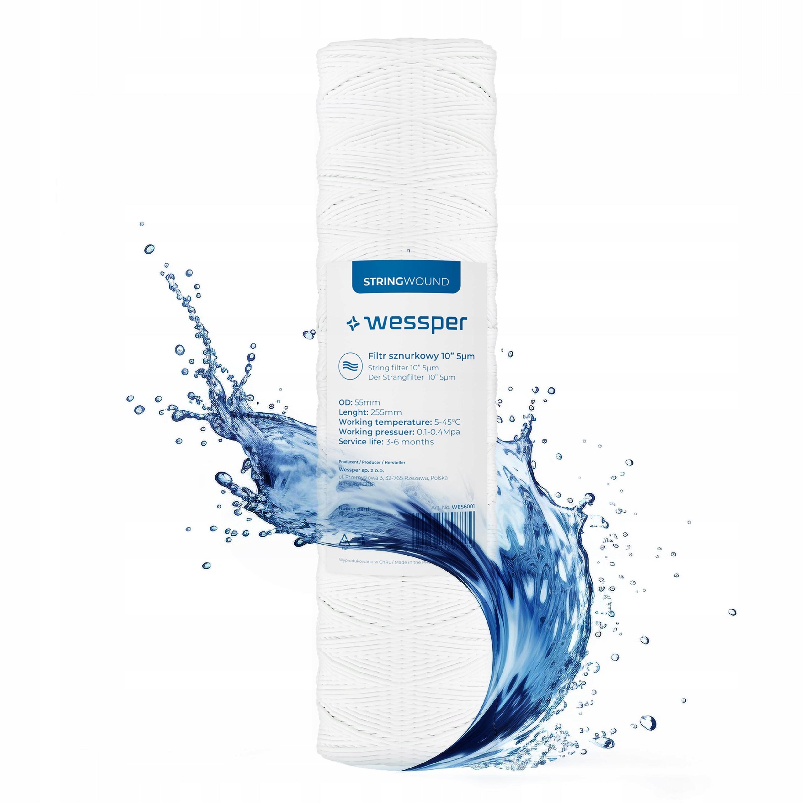 Water filter carbon foam cartridge 10" 5 micron PP5 9 pcs Packaging status original