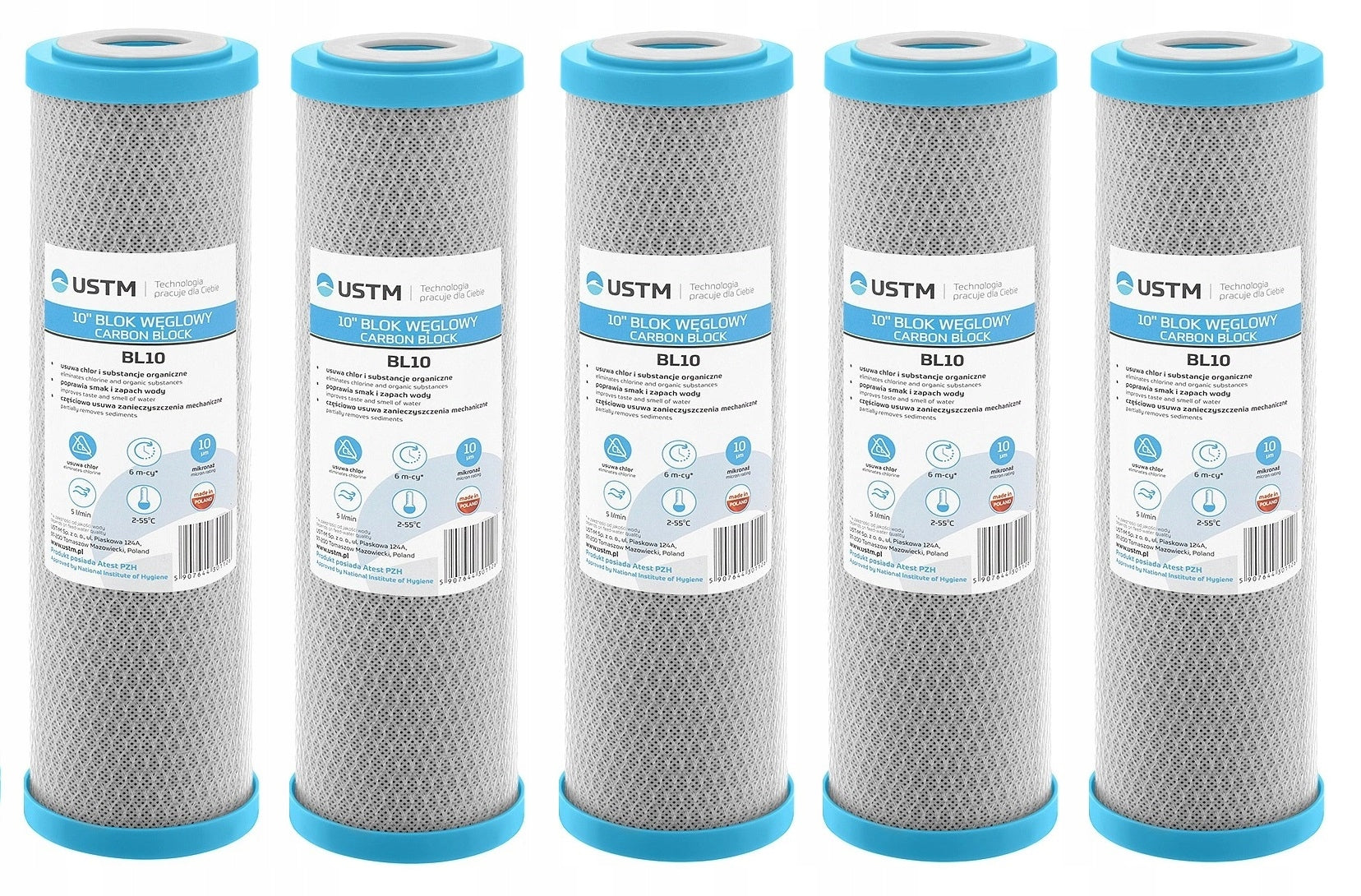 Water filter cartridge 10' carbon block treatment plant BL10 Ustm 5 pieces Packaging status original
