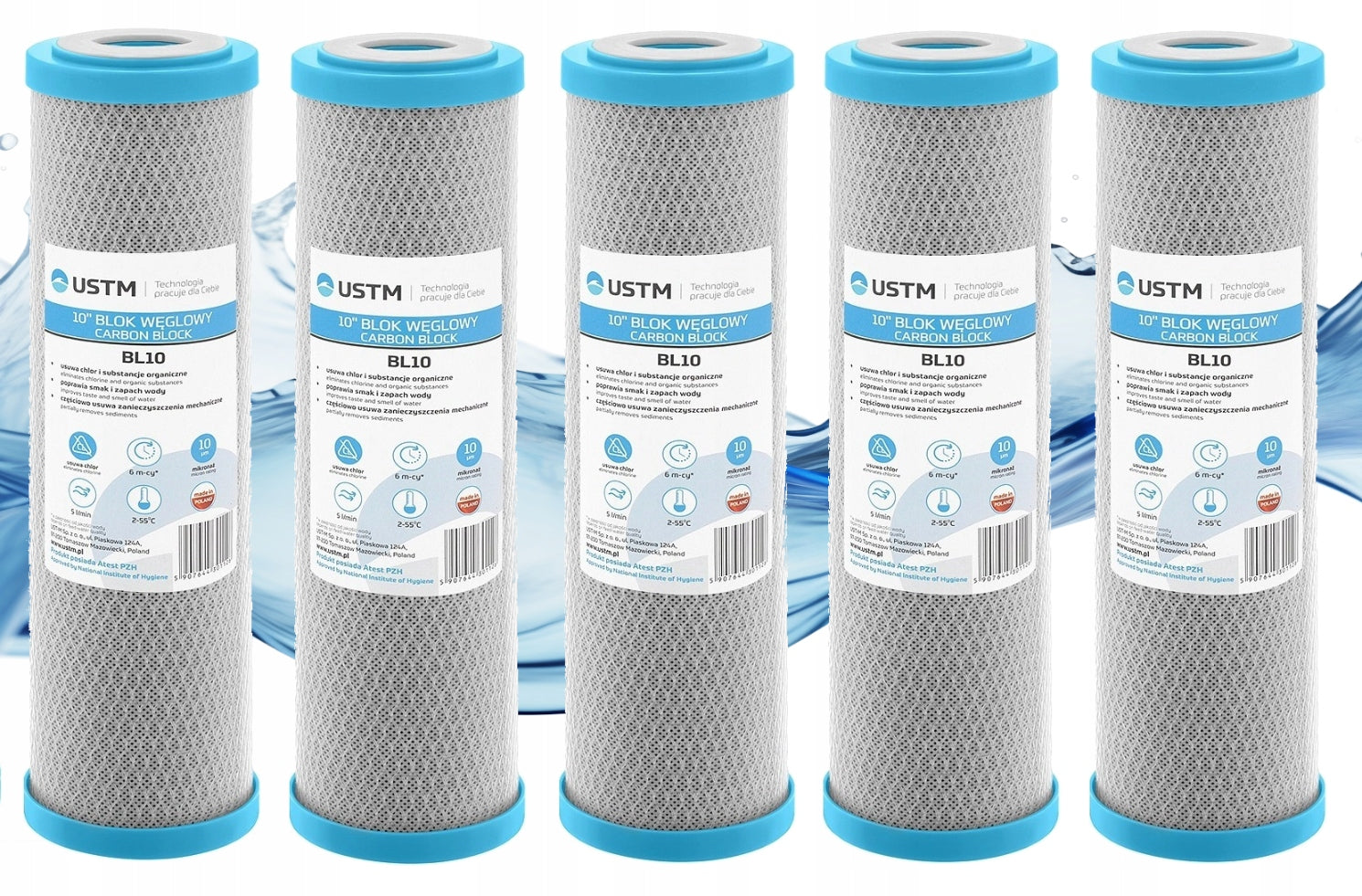 Water filter cartridge 10' carbon block treatment plant BL10 Ustm 5 pieces
