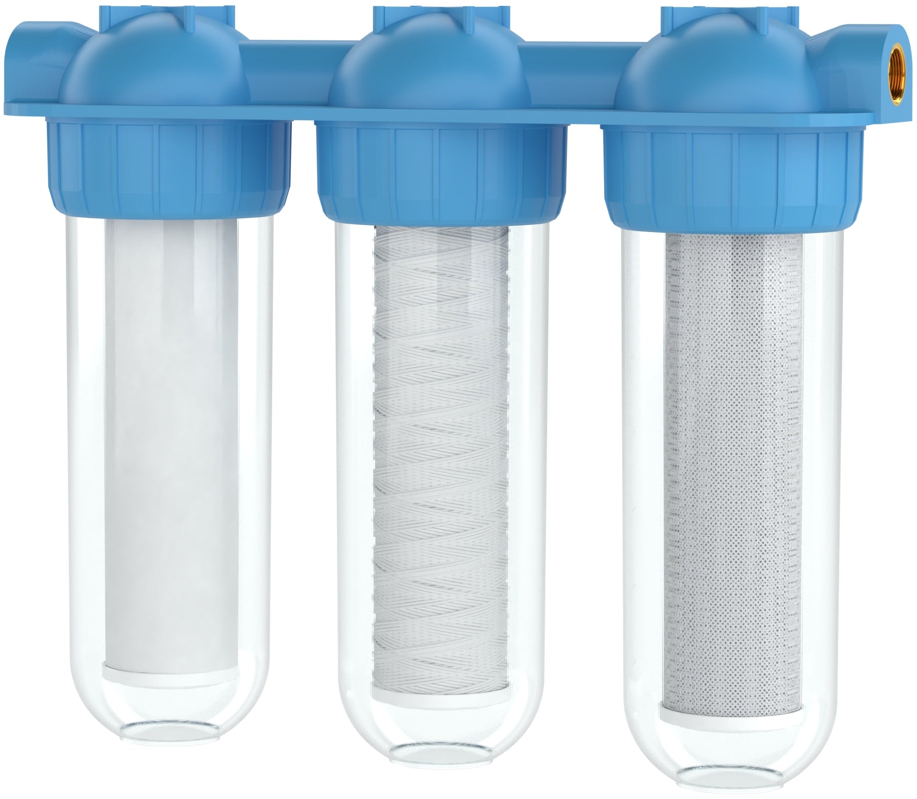 Water filter pre-filtration body 1" 3-stage + 3 cartridges filters Brand Wessper