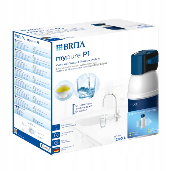 Water filter system for sink BRITA mypure P1 with filter cartridge P1000 Model On Line Active Plus