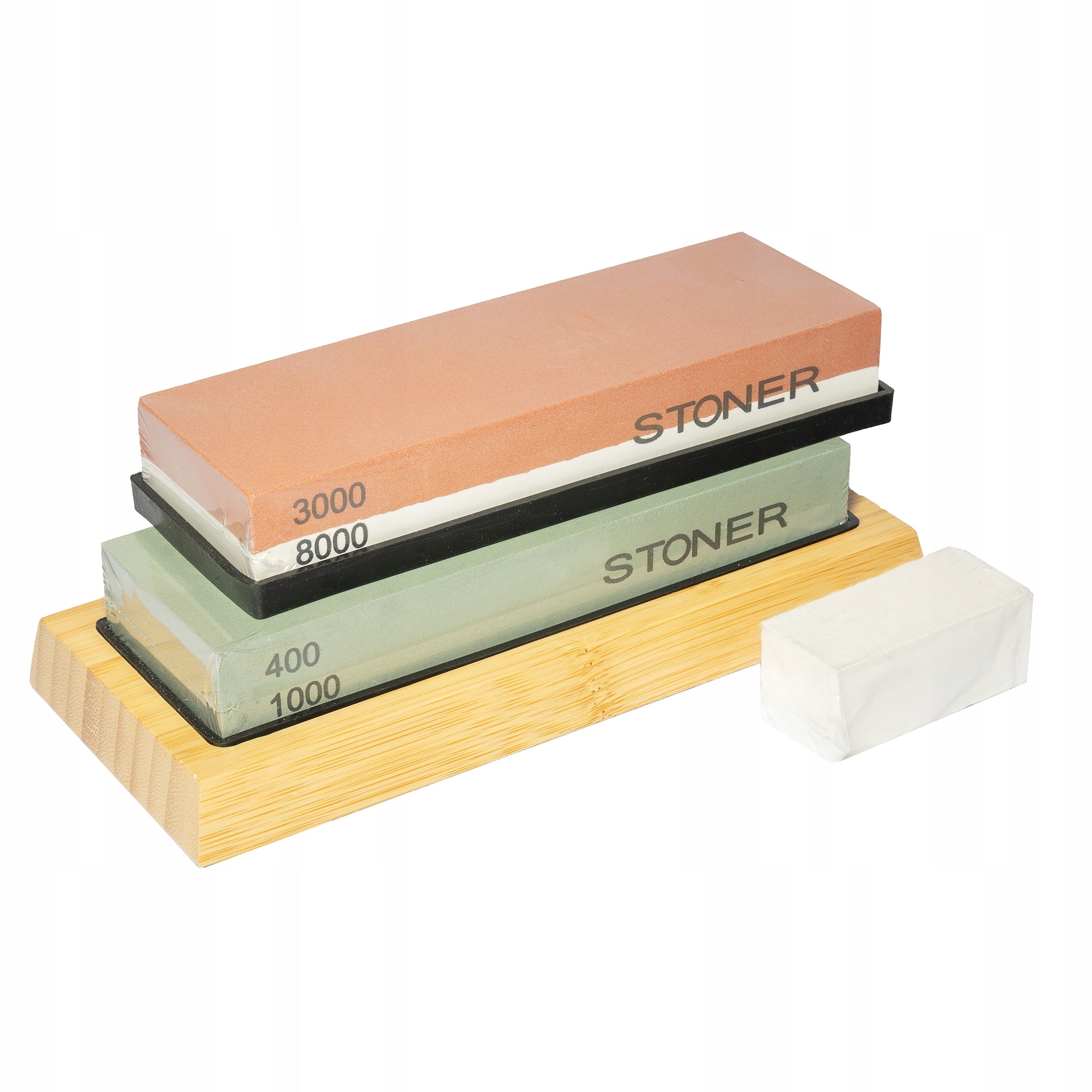 Water stone for sharpening knives Stoner S12080 set 5w1 400/1000 3000/8000 Product weight with unit packaging 2.1 kg