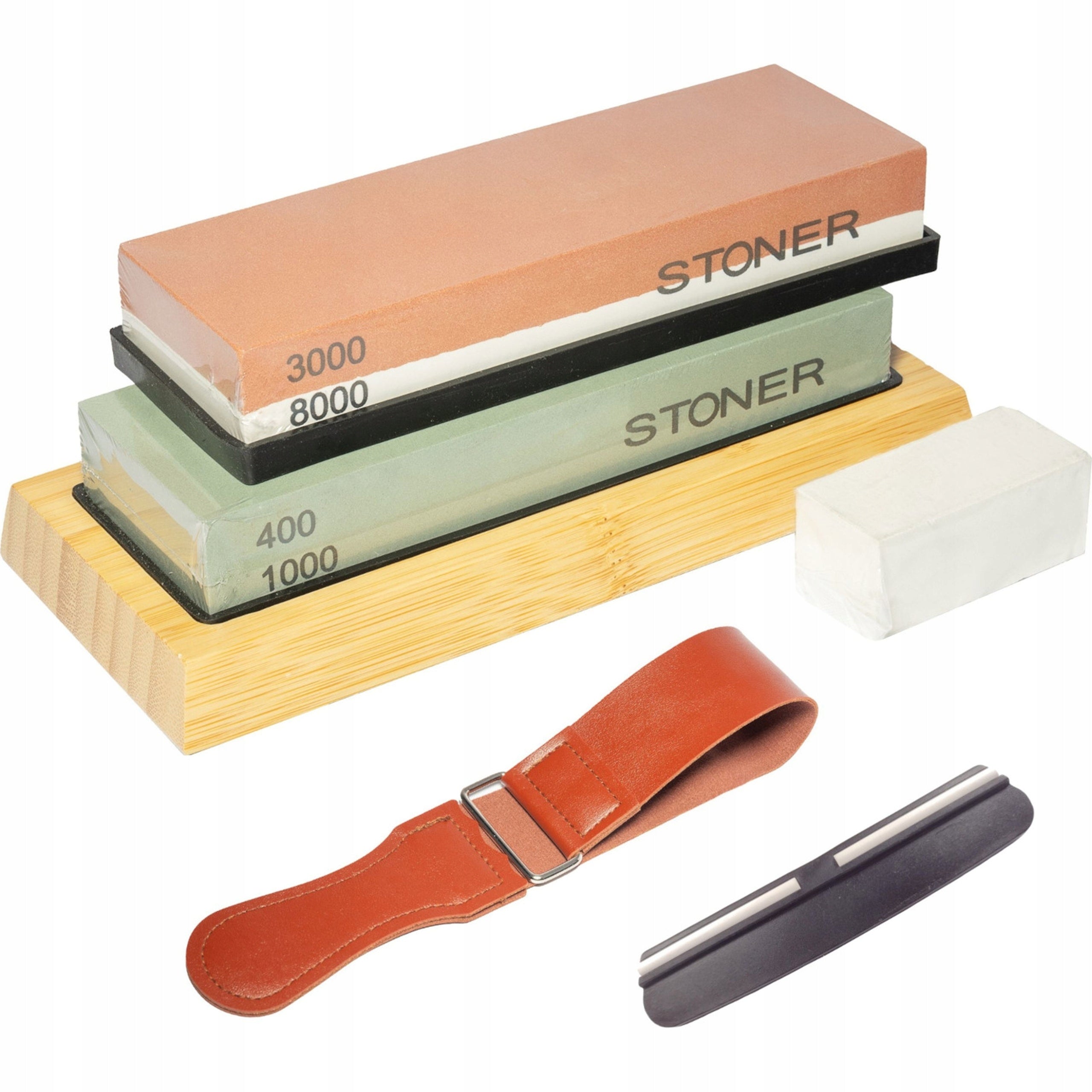 Water stone for sharpening knives Stoner S12080 set 5w1 400/1000 3000/8000