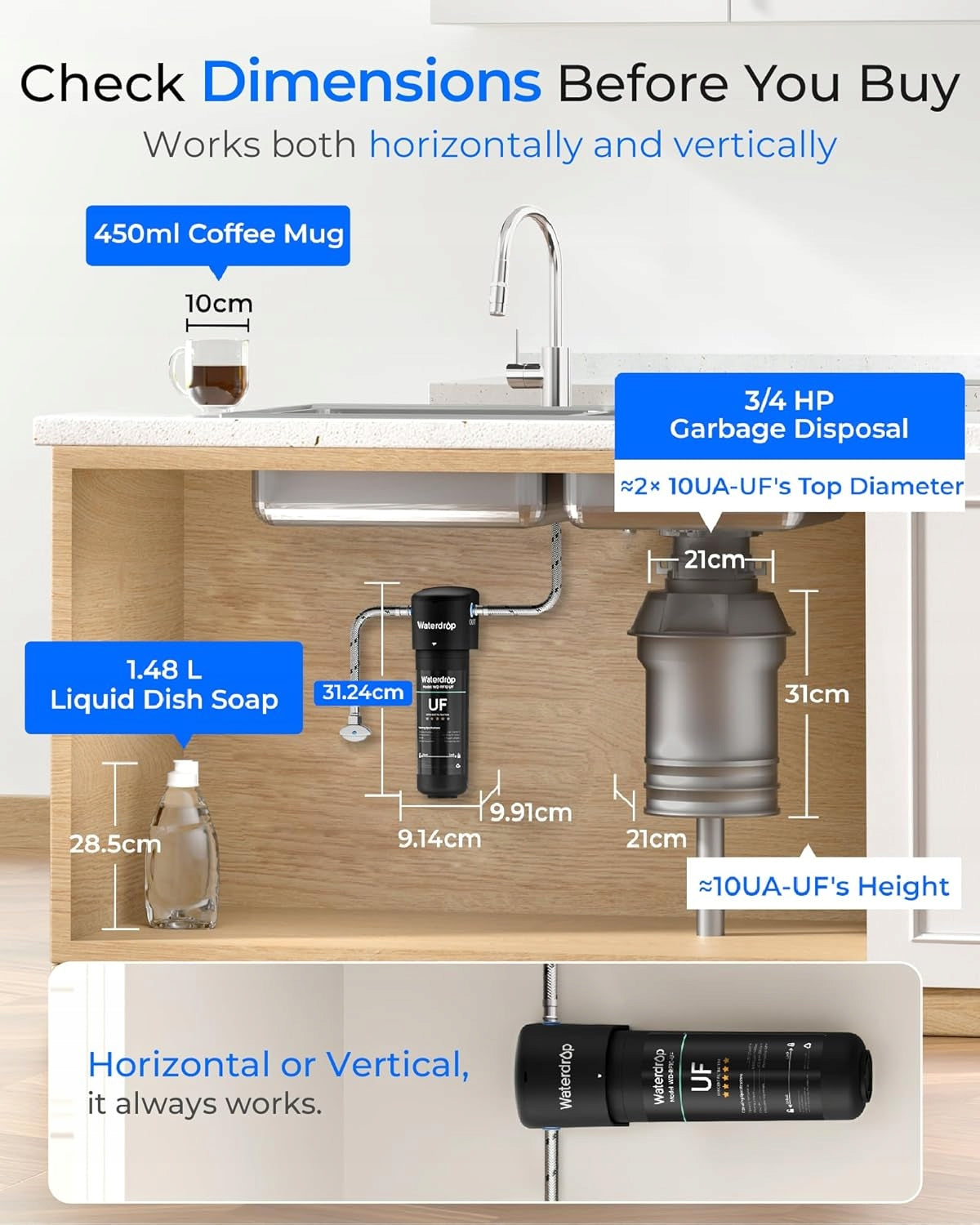 Waterdrop 10UA-UF 0.01 Ultra Filtration Under Sink Water Filter Kind under-sink