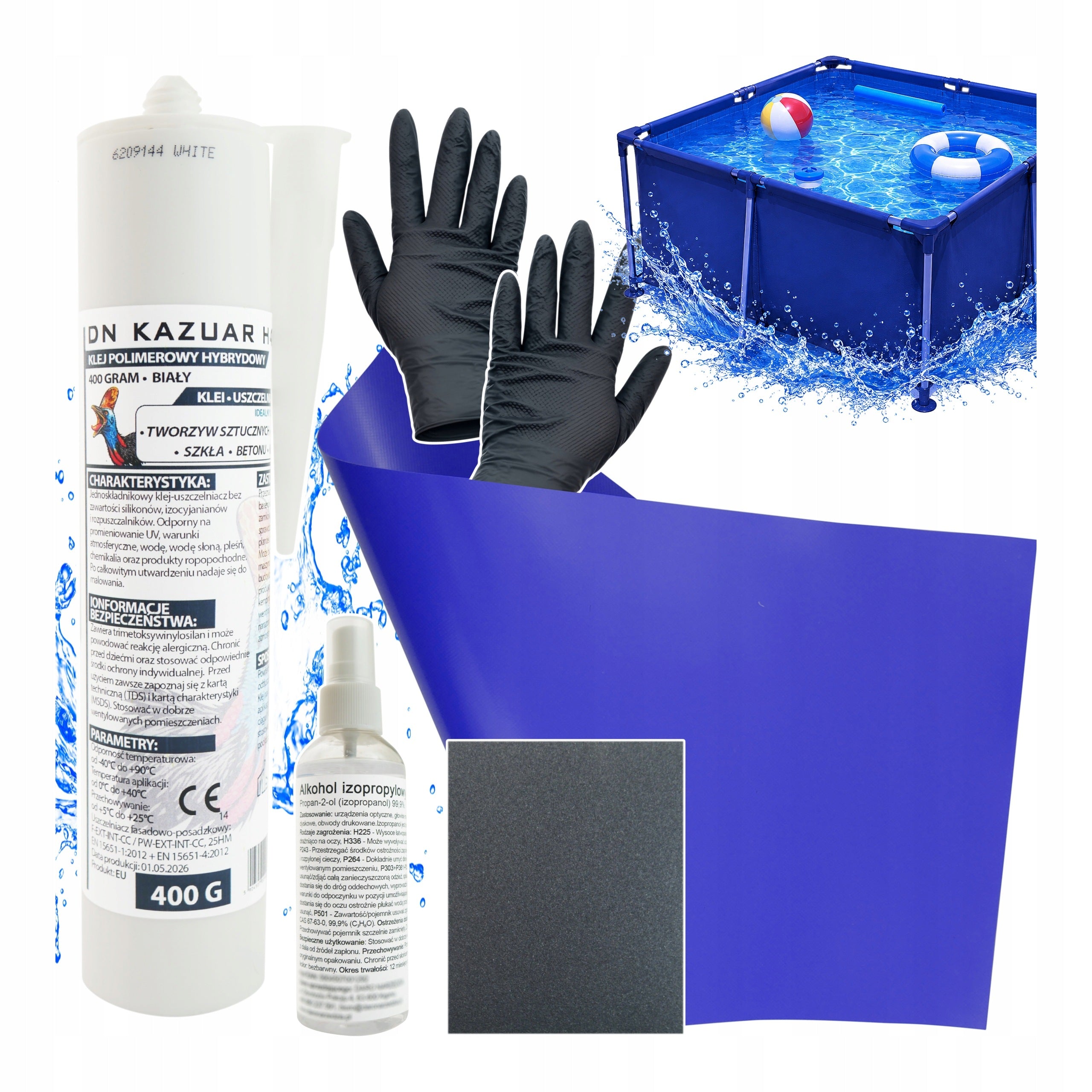 Waterproof Adhesive for Pool 400g Navy Blue Patch PVC Patch 50x27cm