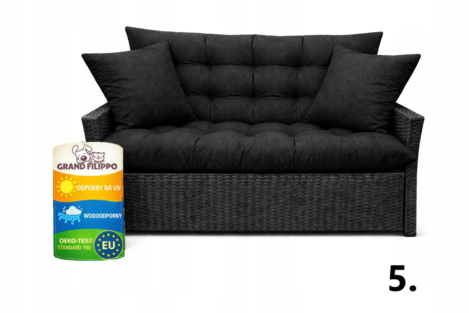 Waterproof Garden Cushion 160x50x60 for Swing, Bench, Rattan Grey Cushion thickness 12 cm