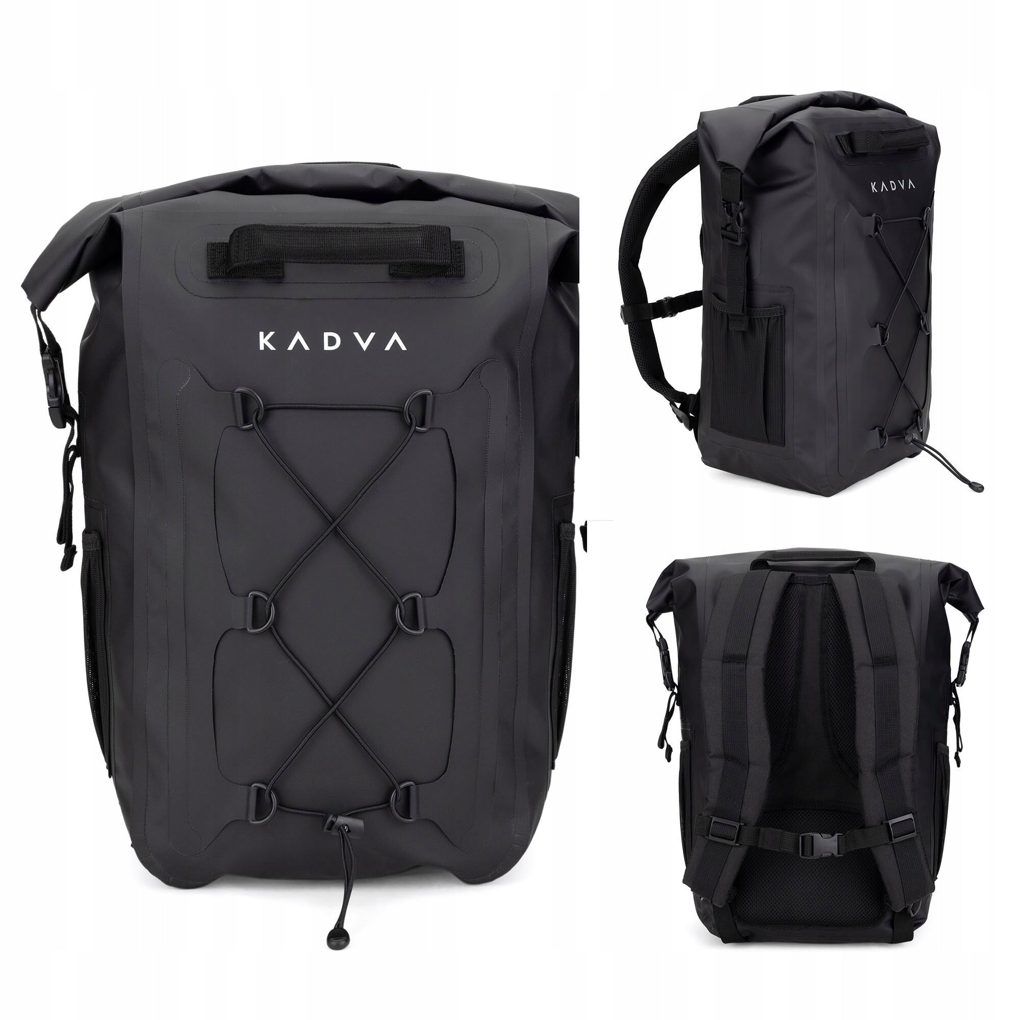 Waterproof backpack KADVA Fish 20 l black HIKING BY THE WATER