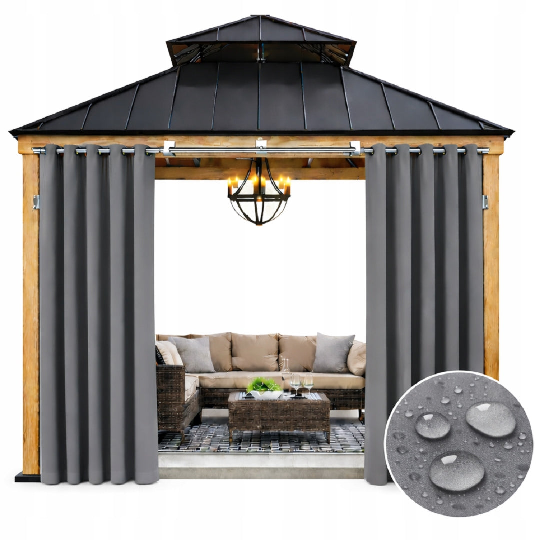 Waterproof garden curtain 155x200 on grommets dark grey 1 pc.