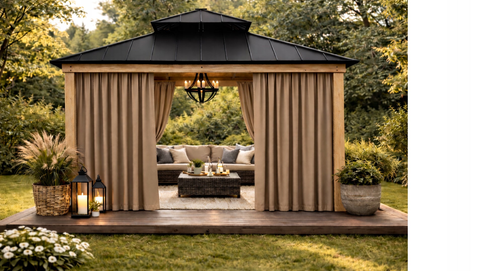 Waterproof garden curtain 155x260 blackout curtains for terrace beige Packaging status original