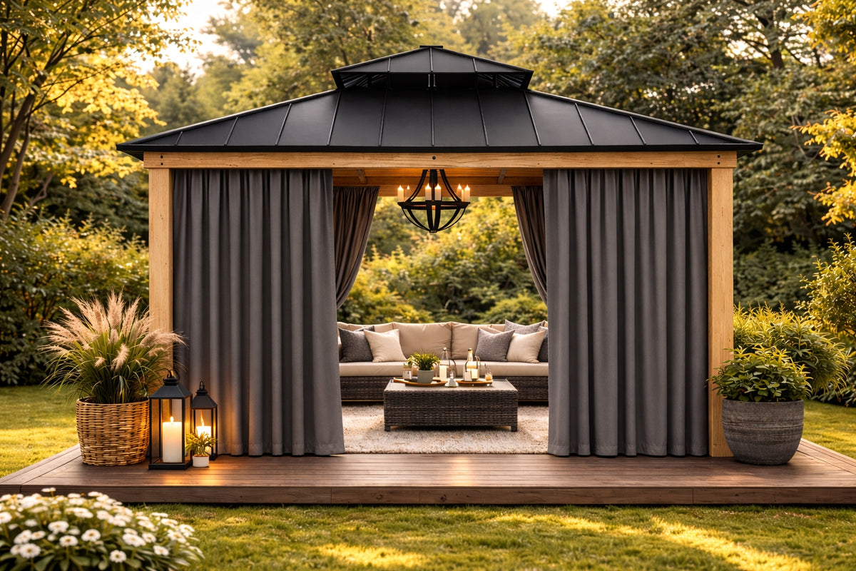Waterproof garden curtain 155x260 on tape tunnel dark grey 1 pc. Packaging status original