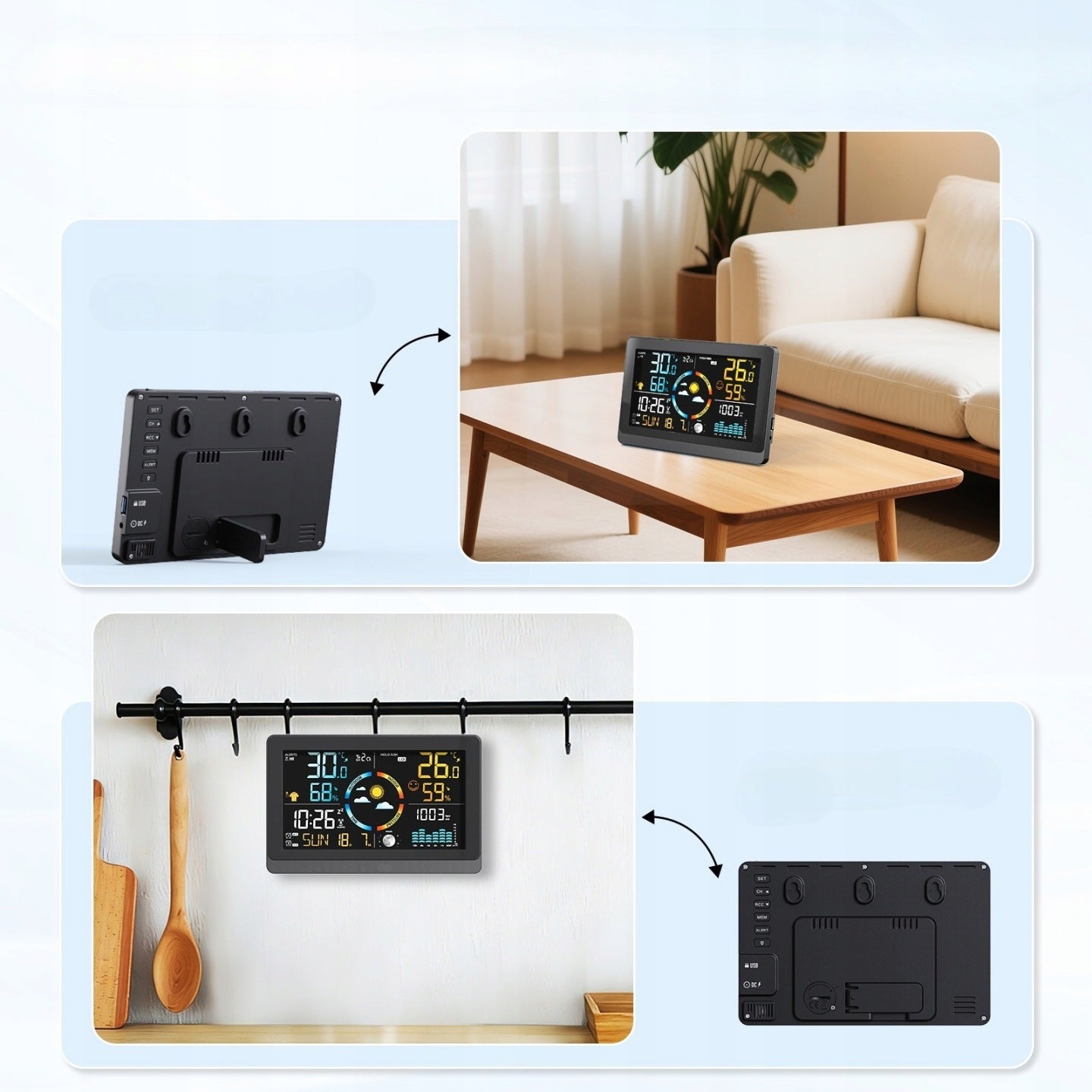 Weather Station 7,5" Huge screen monitor temp and wilg wireless WiFi Packaging status original