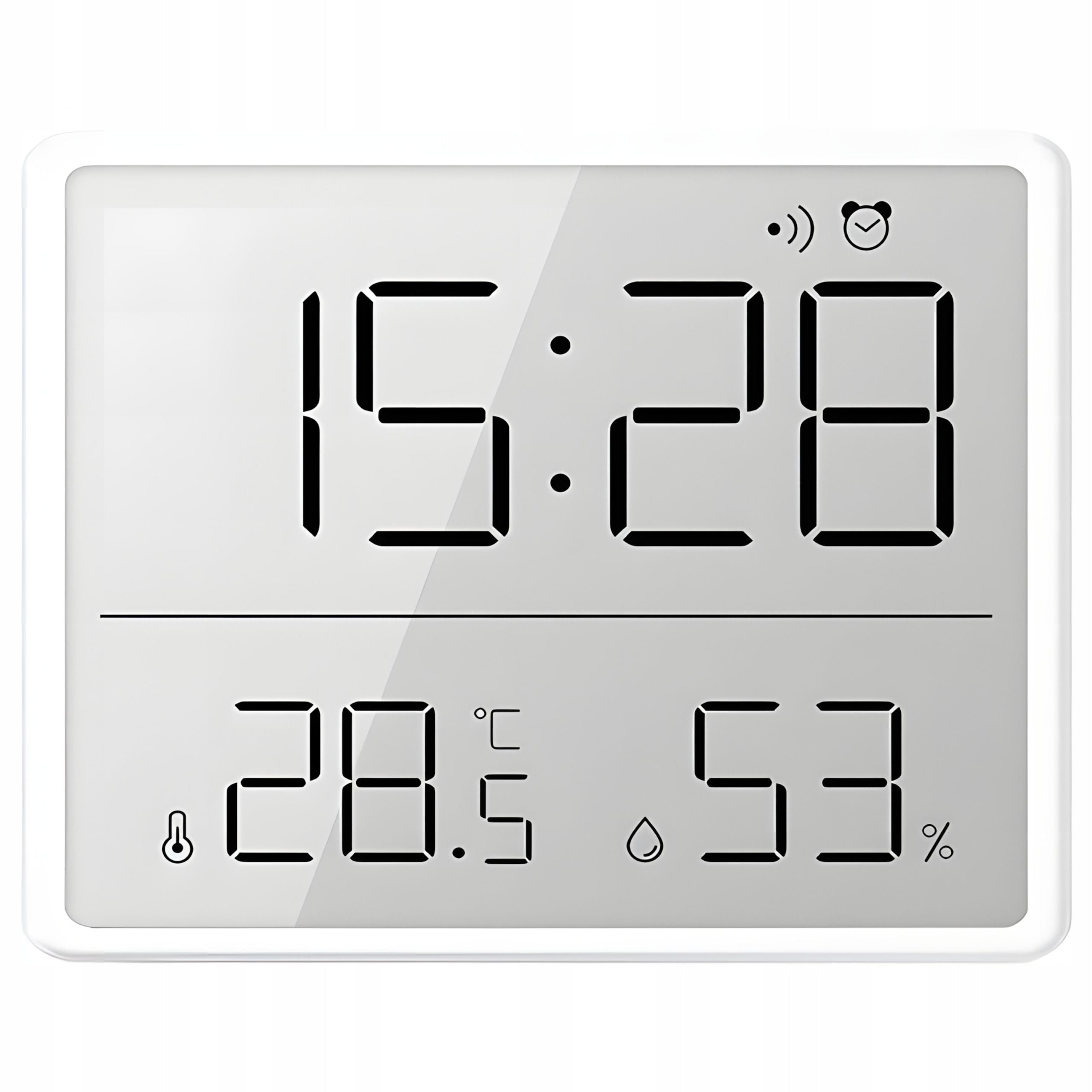 Weather Station Hygrometer Room Thermometer Clock Alarm Clock LCD Magnet White