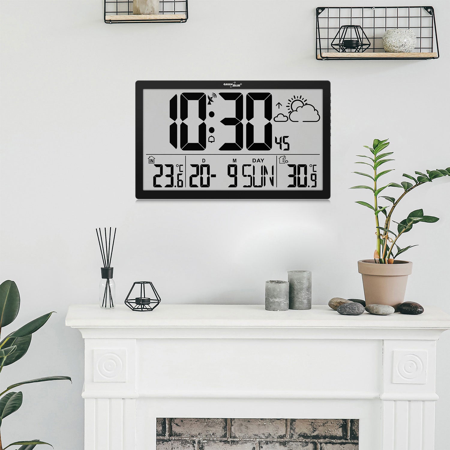 Weather Station Large Wall Clock LCD Thermometer Outdoor Sensor Packaging status original