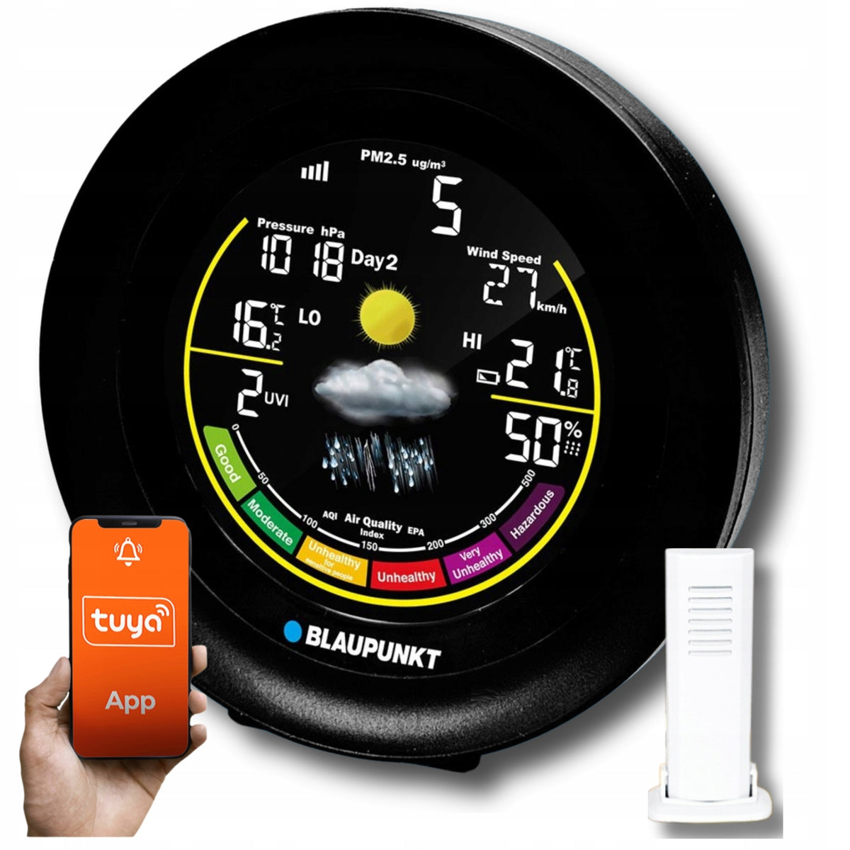 Weather Station Meteo TUYA Wi-Fi LCD Color Sensor Blaupunkt WS35BK APP
