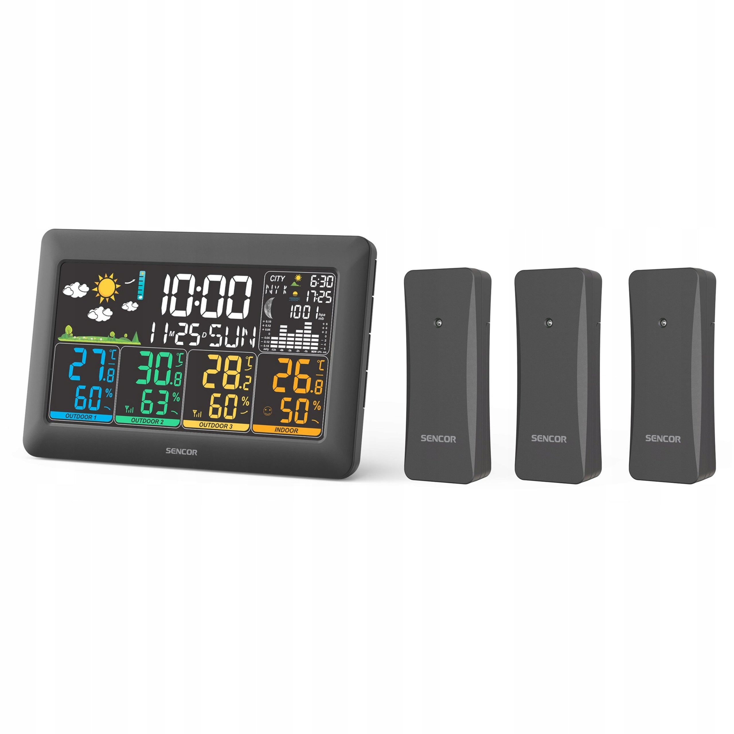 Weather Station Sencor SWS 6300 Alarm Clock Nap Moon Phase 3 Sensors Brand Sencor