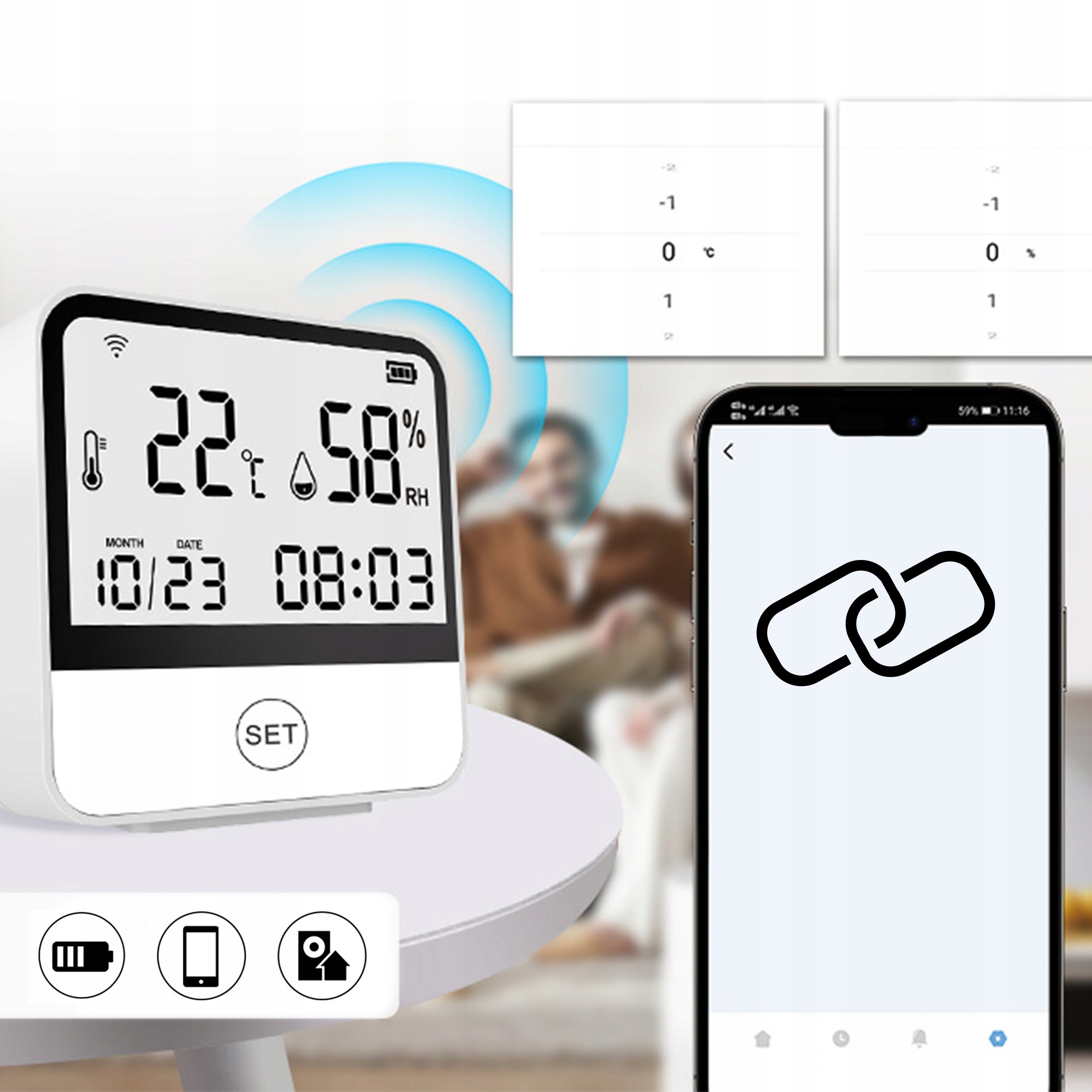 Weather Station WiFi Thermometer Hygrometer REMOTE ACCESS Clock Application TUYA Manufacturer code Termometr stacja pogodowa zewnętrnzy czujnik