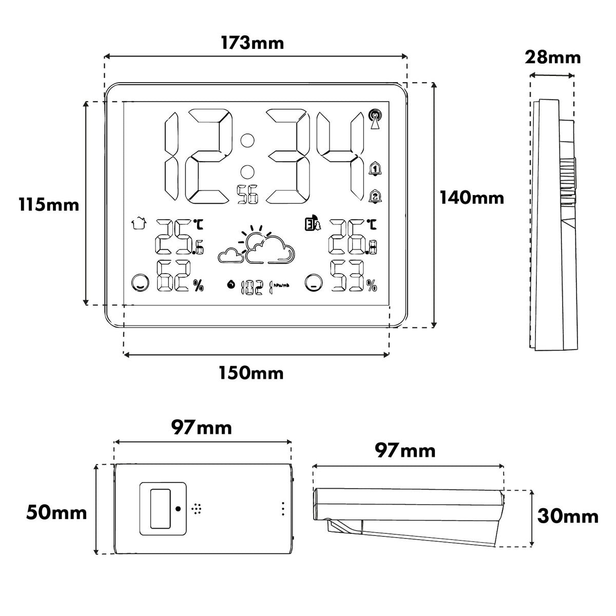 Weather Station Wireless 15x11 cm Supports up to 3 Pressure Sensors Packaging status original