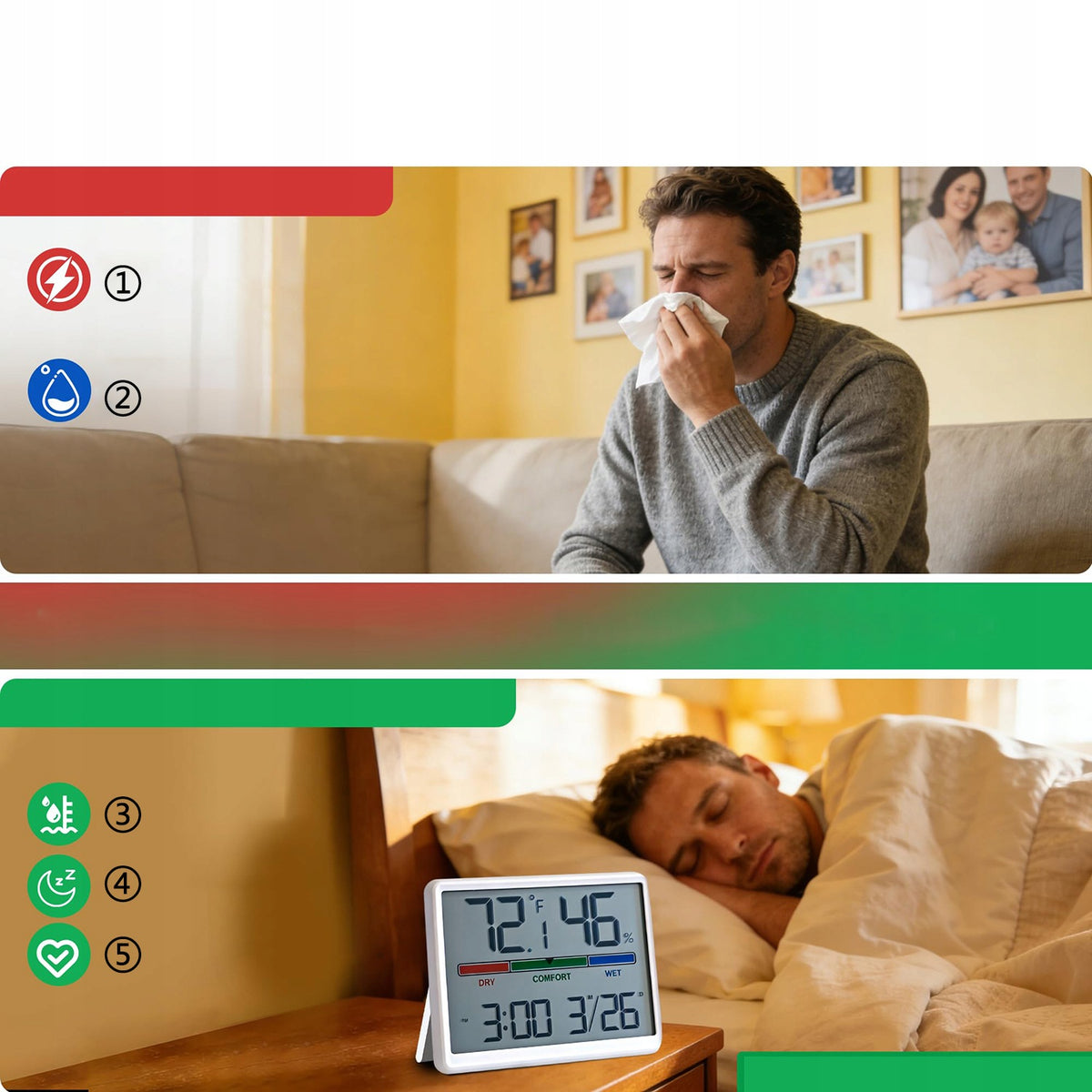Weather Station Wireless Hygrometer Indoor ROOM Thermometer MAGNET Manufacturer code Termohigrometr Zegar Biały