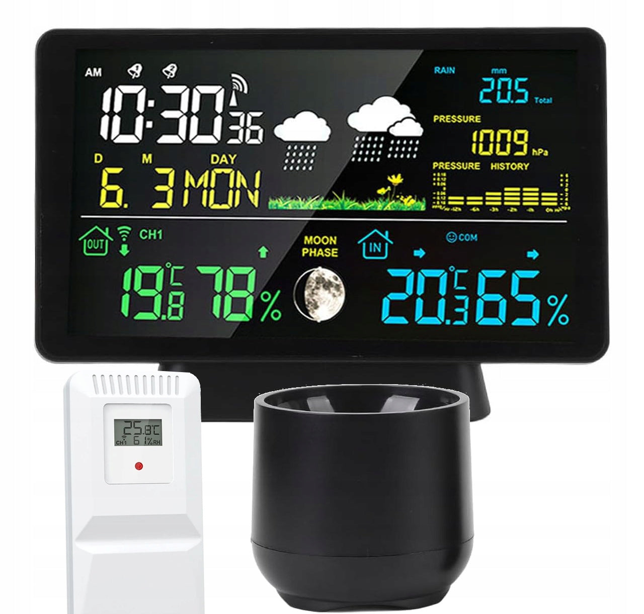 Weather Station Wireless LCD 7,5" Barometer HUMIDITY Rain Sensor