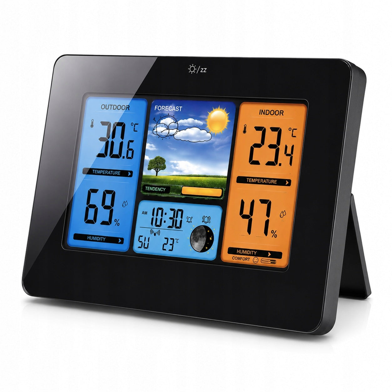 Weather Station Wireless LCD Black Outdoor Sensor