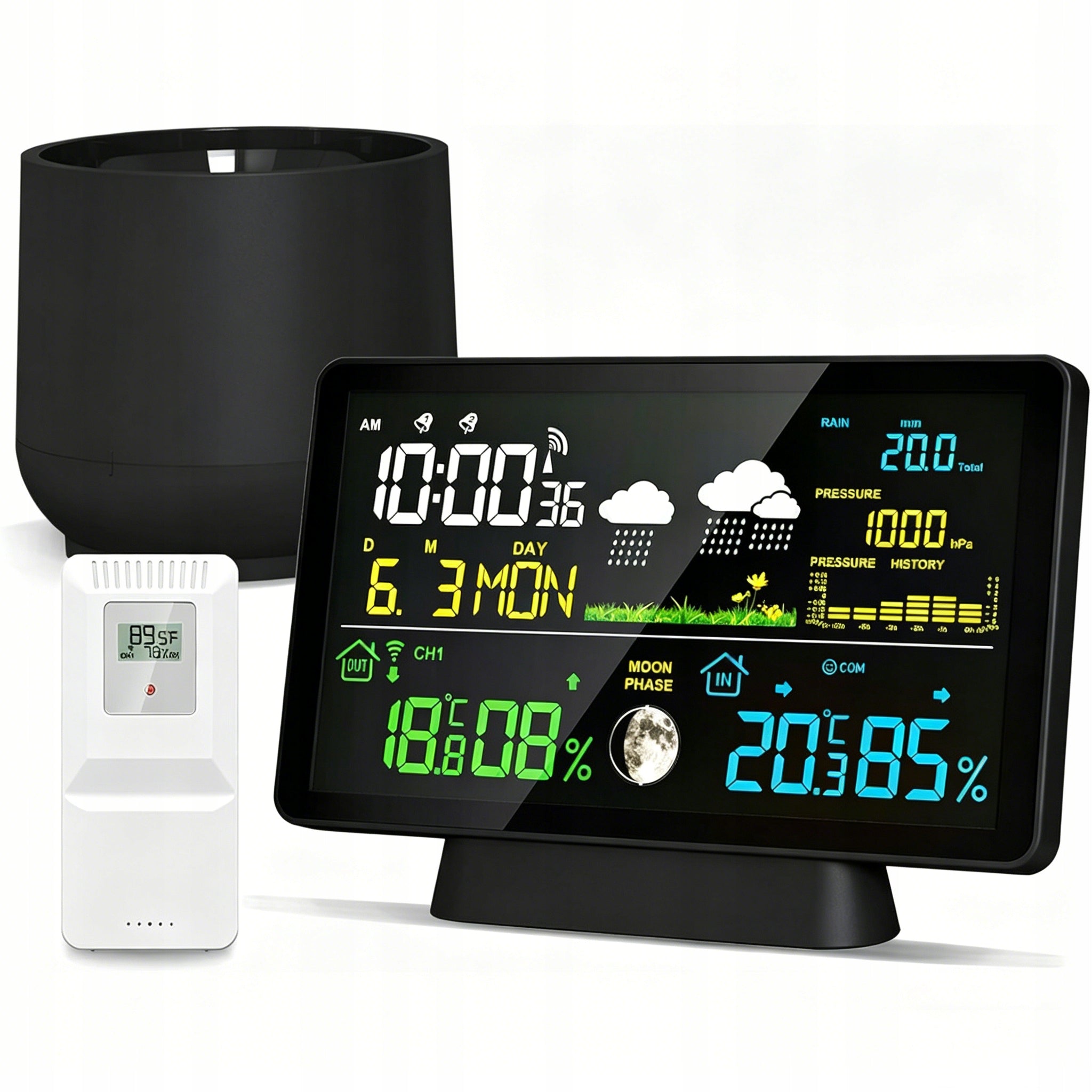 Weather Station Wireless Rain 7,5" DCF Barometer Rain Meter