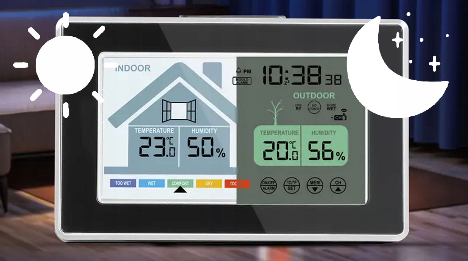 Weather Station Wireless Thermometer Hygrometer Meteo Clock LED + FREEBIE Packaging status original