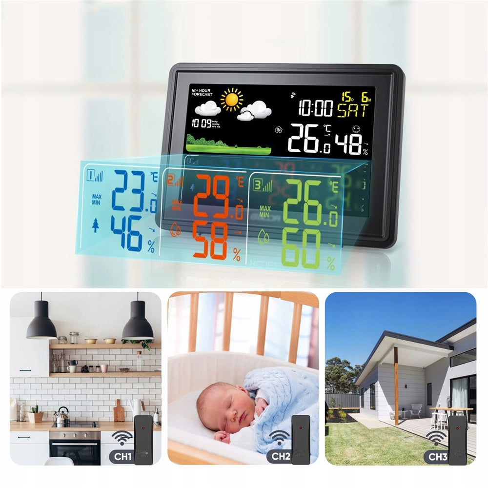 Weather Station Wireless Weather Hygrometer Meteo 3 Sensors Weather Packaging status original