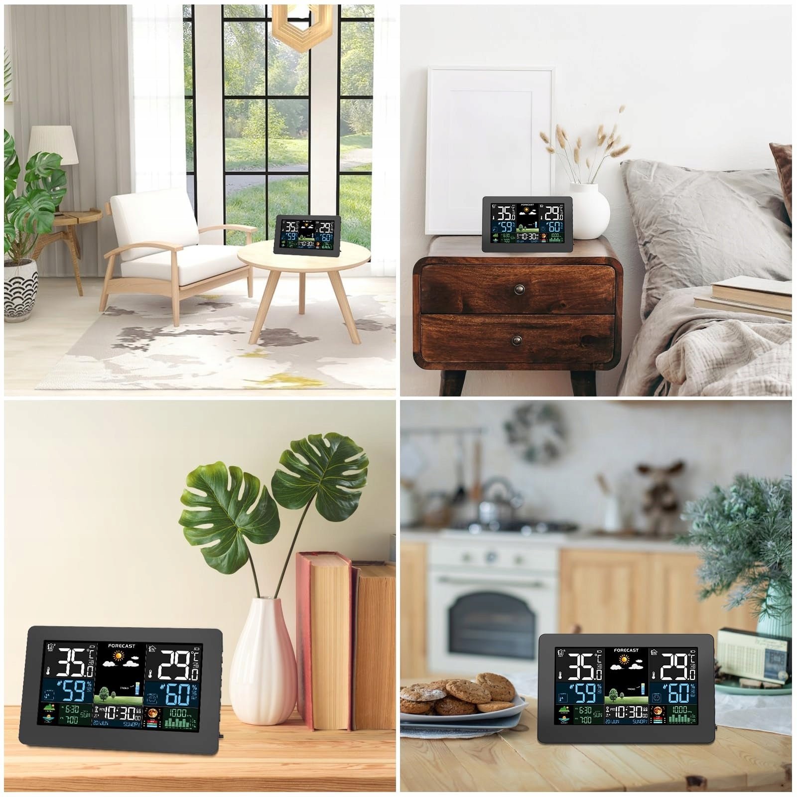 Weather Station with Weather Forecast and Thermometer Alarm Clock Humidity Black Manufacturer code SP 95