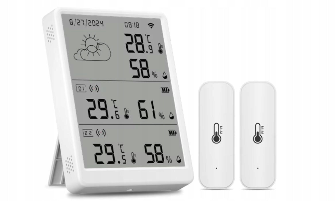 Weather station 2x outdoor temperature and humidity sensor WiFi TUYA Packaging status original