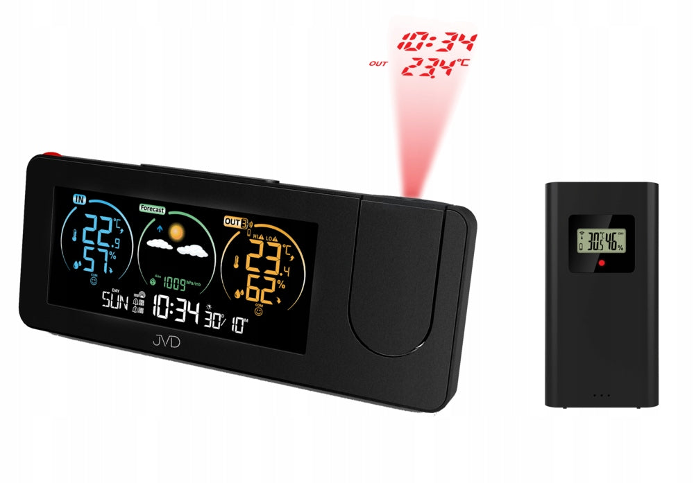 Weather station Alarm clock JVD RB3538.1 Controlled Control DCF projector thermometer