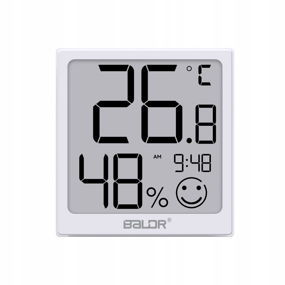 Weather station BALDR B0552 Hygrometer Thermometer Clock Comfort level LCD