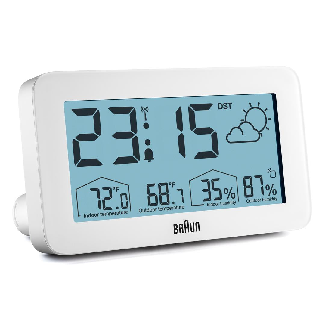 Weather station Braun BC13W DCF radio controlled white with alarm and nap Packaging status original