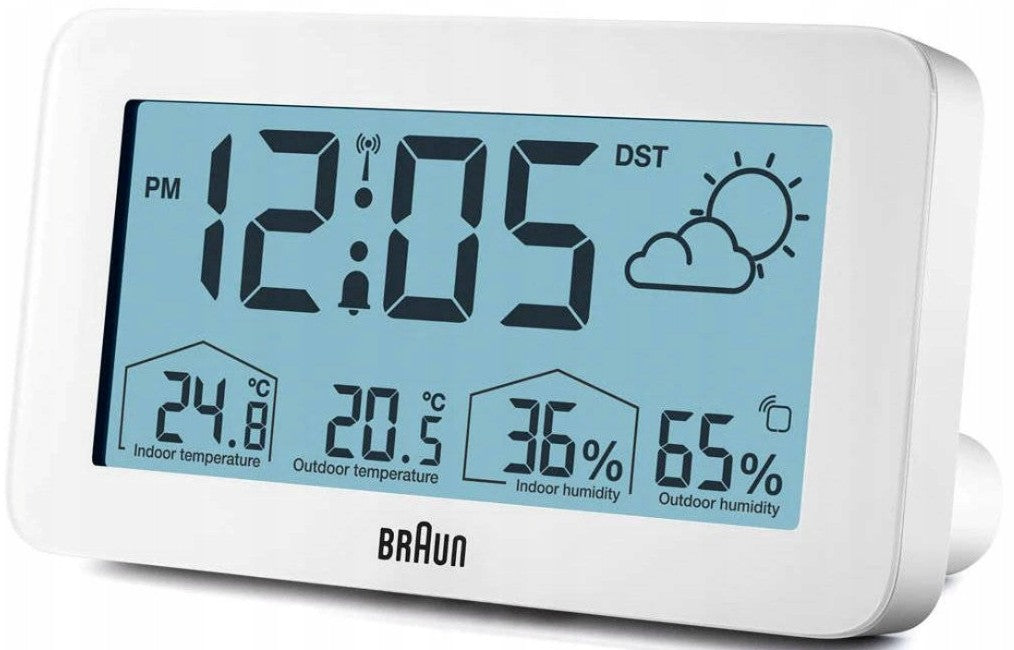 Weather station Braun BC13W DCF radio controlled white with alarm and nap