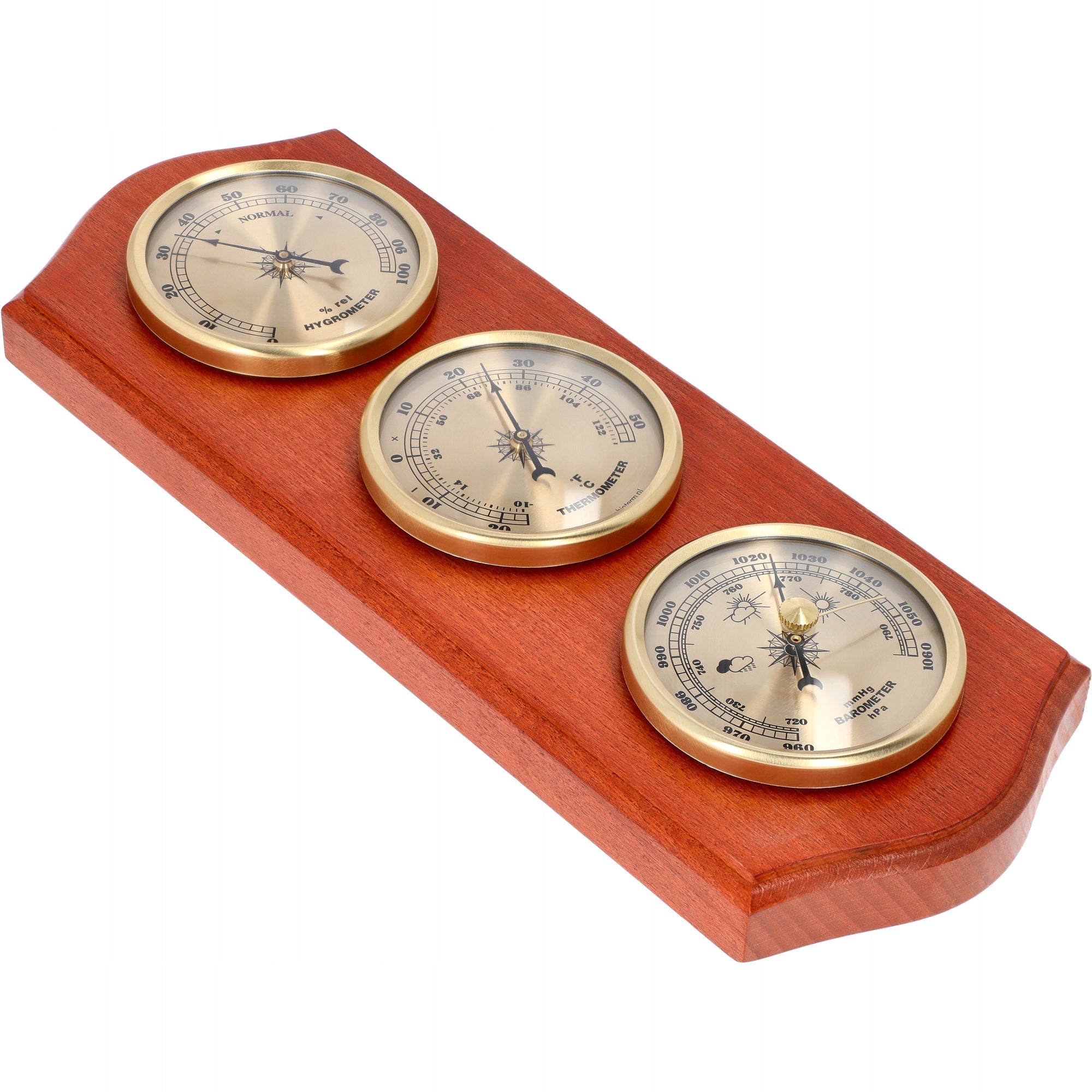 Weather station HYGROMETER BAROMETER THERMOMETER retro wooden Manufacturer code 094101