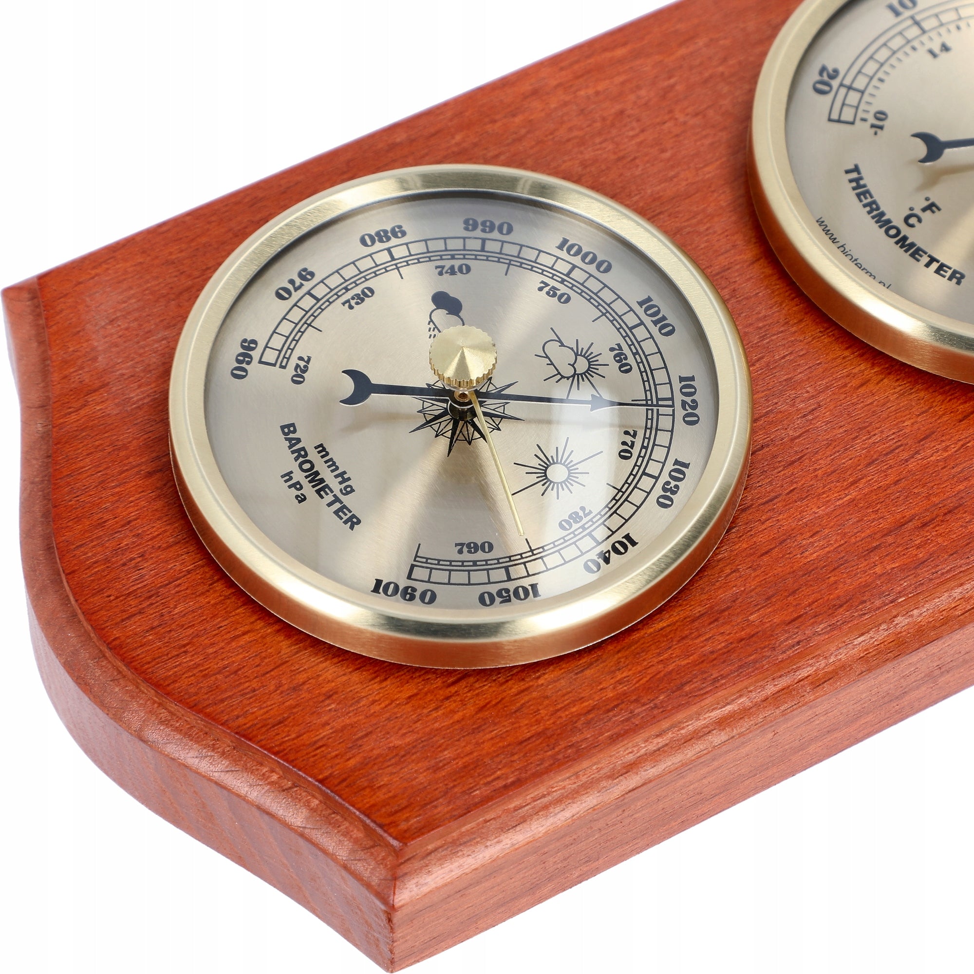 Weather station HYGROMETER BAROMETER THERMOMETER retro wooden Packaging status original