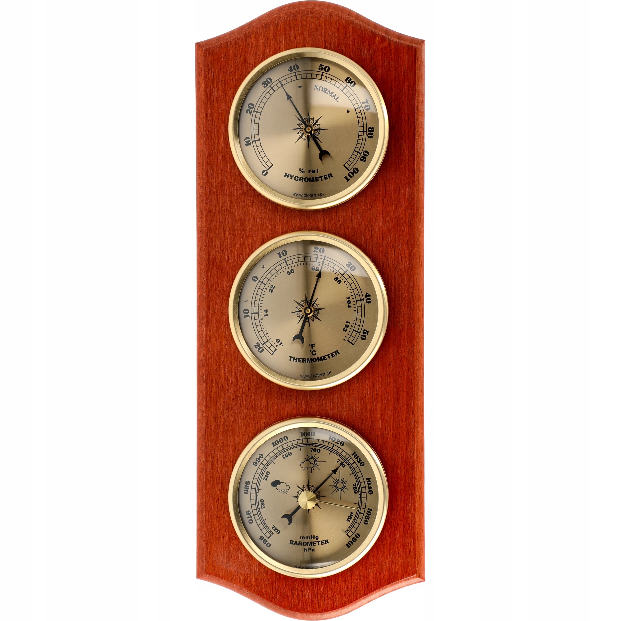 Weather station HYGROMETER BAROMETER THERMOMETER retro wooden