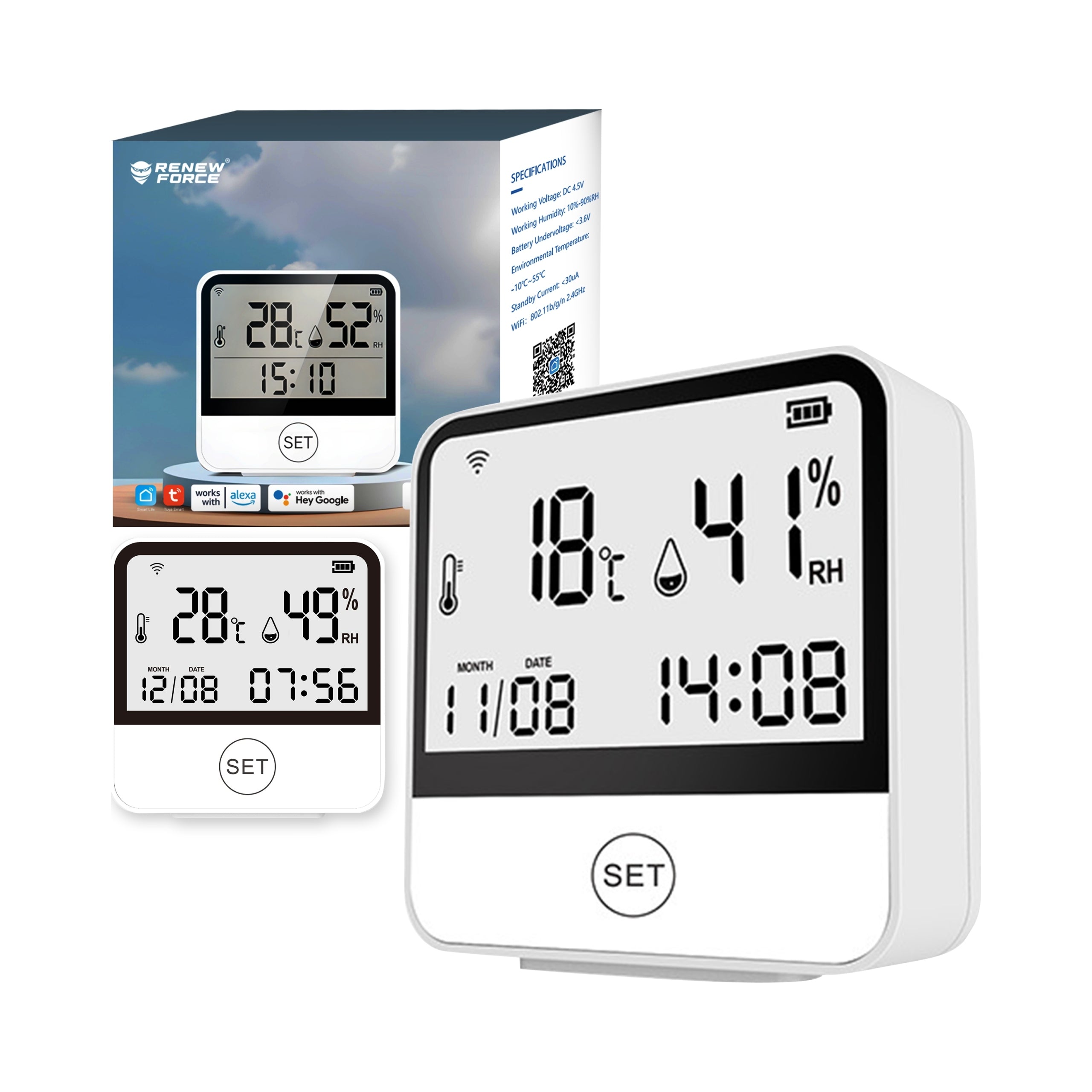 Weather station Renew Force wireless hygrometer clock