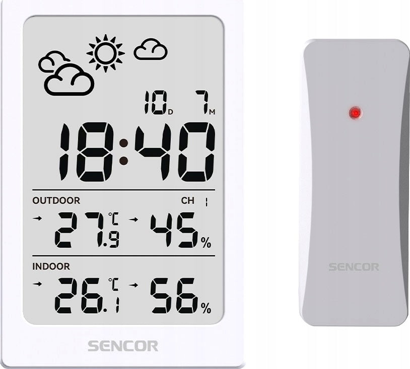 Weather station SENCOR SWS2300W with sensor FORECAST DATE CLOCK ALARM CLOCK Manufacturer code SWS 2300 W