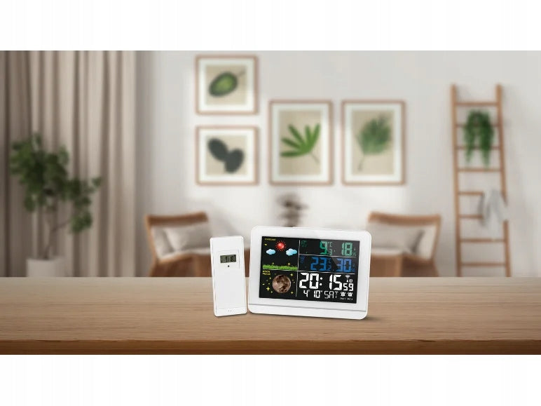 Weather station WIRELESS temp in/out CLOCK Thermometer Barometer Brand Livarno