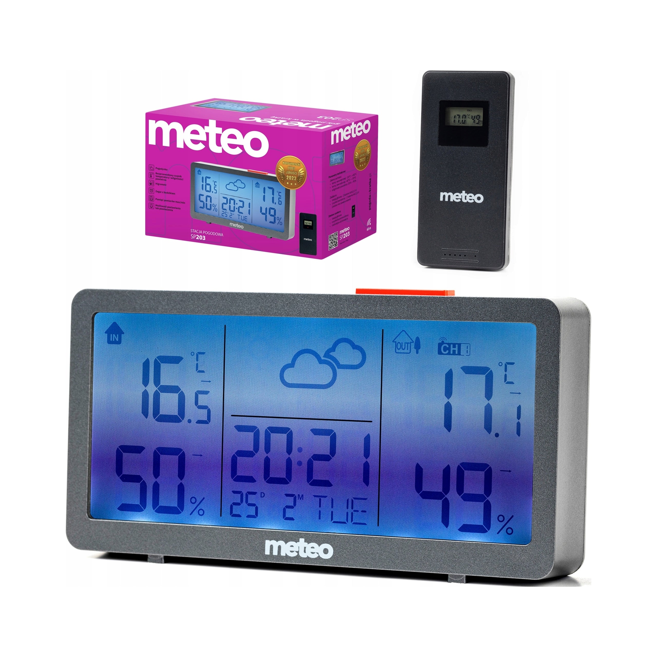 Weather station meteo weather hygrometer thermometer clock SP203