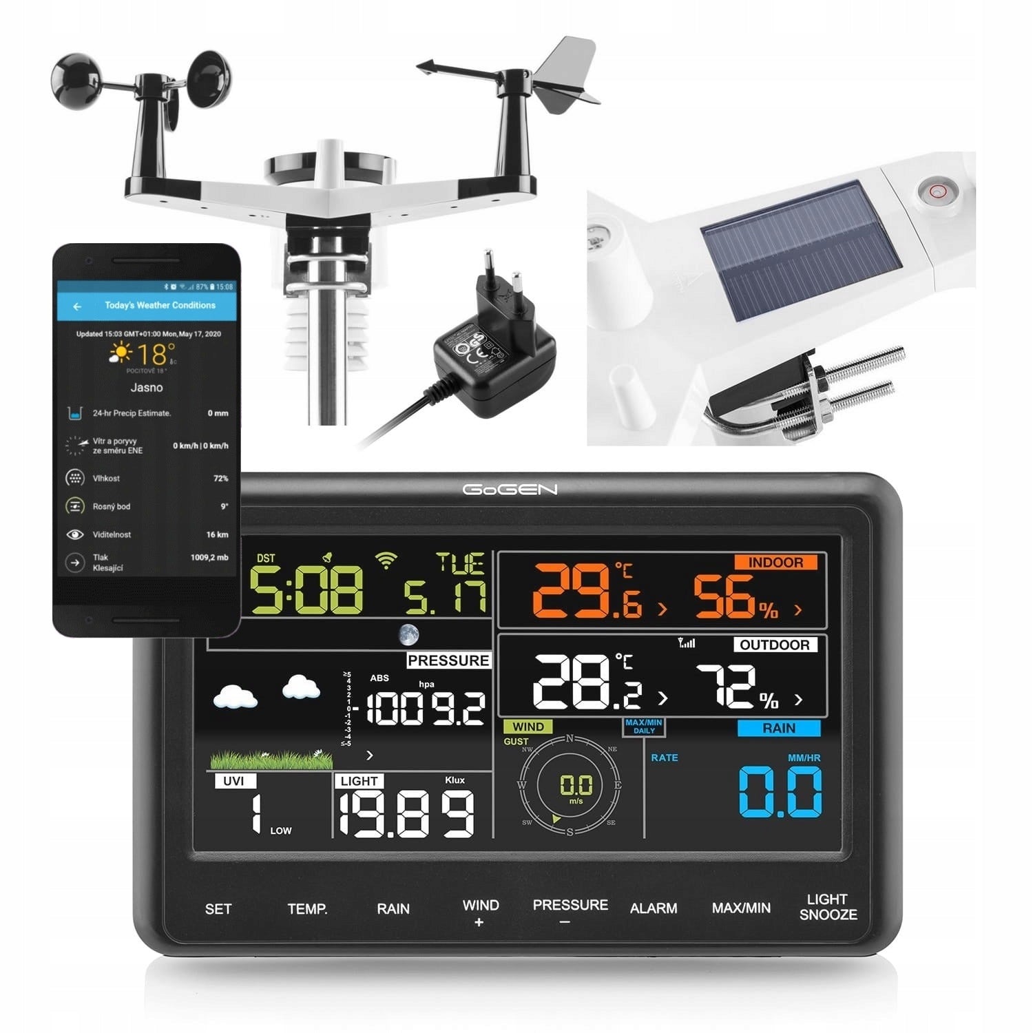 Weather station professional weather forecast WI-FI SOLAR APPLICATION Gogen