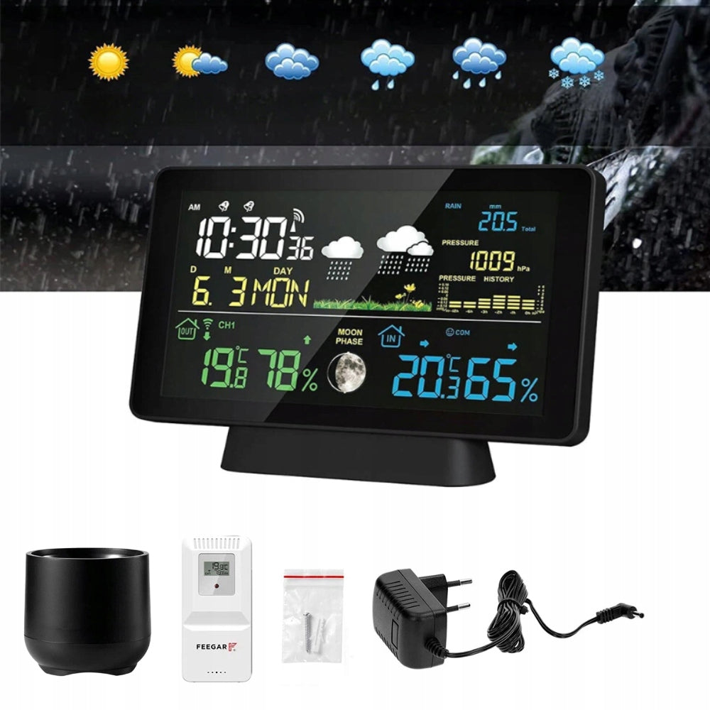 Weather station wireless 7,5" Barometer Rain gauge